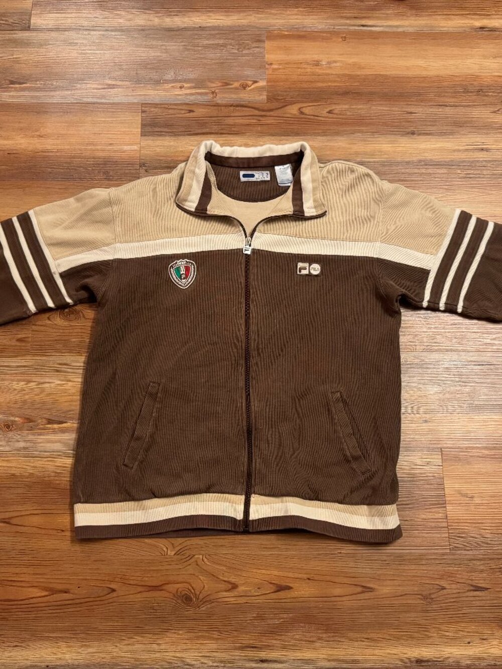 VTG Y2K - Fila Italia - Track Jacket - Men's XL - Brown Tan